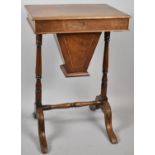 A 19th Century Inlaid Mahogany Ladies Work Table with Hinged Lid to Fitted Interior including Wool