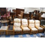 Four Bamboo Conservatory Chairs, Rectangular Footstool and Coffee Table