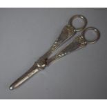 A Pair of Silver Grape Scissors, London Hallmark, 16cm long
