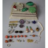 A Collection of Various Costume Jewellery to Include Jade Brooch, Chinese Silver and Jade