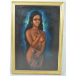 A Large Full Length Gilt Framed Portrait, "Thai Girl" (Oil on Velvet), Dated 1972, 92cm high