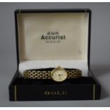 A Ladies 9ct Gold Accurist Wrist Watch with 9ct Gold Strap, 18g