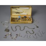 A Collection of Various White Metal and Silver Jewellery Items to Include Rings, Locket and Chain,