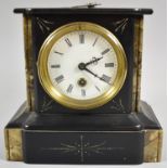A French Slate and Marble Mantle Clock of Architectural Form, with Key and Pendulum, 20cm high