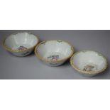 A Collection of Three French Faience Bowls with Floral Decoration, Largest 15cm Diameter (AF)