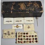 An Oriental Lacquered Box Containing Vitrifix WWI Enamel Badges and Pendants, RAF Sweetheart Brooch,