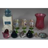 A Collection of Various Coloured Glasswares to include Set of Six Lustre Cockerel Decorated Glasses,