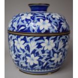 A Large Good Quality Southeast Asian Porcelain Blue and White Jar and Cover with Flower