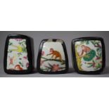 A Collection of Three Oriental Lacquered Boxes Decorated with Monkeys, Longest 10cm