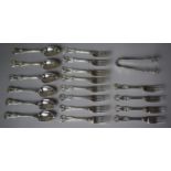 A Collection of Silver Plated Kings Pattern Forks, Sugar Tongs etc