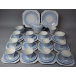 An Art Deco Palissy Pattern Teaset Comprising Two Cake Plates, Twelve Side Plates, Twelve Saucers,