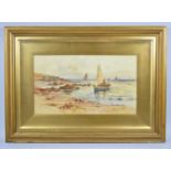 A Gilt Framed Watercolour Depicting Fishing Boat on Beach, Signed for Joseph Hughes Clayton (1890-