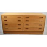 A 1970's Teak Chest of Eight Drawers on Plinth Base, 139cm wide