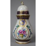 A Dresden Caster of Baluster Form Decorated with Floral Bouquets and Garlands, Cobalt Blue and