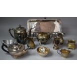 A Collection of Various Metalwares to include Teapot, Sugar Bowls, Jugs, Tea Strainer Etc