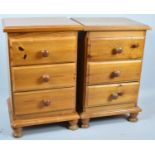 A Pair of Modern Three Drawer Pine Bedside Chests, Each 41cm Wide