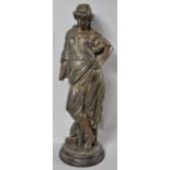 A French Bronzed Spelter Figure of a Classical Lady, Missing Arm and Shaft, 41cm High