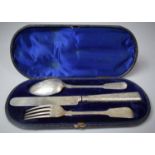 A Victorian Cased Silver Christening Set the Hinged Lid Inscribed "S.A.B From his Grandmamma 28th