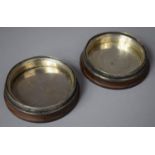 A Pair of Silver Mounted Wooden Circular Lids and Collars, 8.5cm Diameter