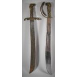 A Pair of Continental Brass Handled Cutlass Swords, 60cm Blades