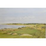 A Large Framed Limited Edition Golf Print, Royal Dornoch by Bill Waugh Signed in Pencil by the