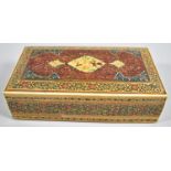 A North Indian or Persian Decorated Box, The Lid Decorated with Hunting Scene, 16cm wide