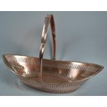 A Former Sheffield Plated Boat Shaped Basket with Pierced side and Swag Decoration, 32.5cm wide