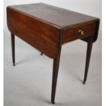A Late 19th Century Mahogany Pembroke Table with Single Drawer Matched by Dummy on Square Tapering