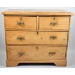 A Late 19th Century Stripped Pine Chest of Two Short and Two Long Drawers with Pierced Brass