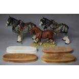 A Collection of Four Various Glazed Beswick Stands together with Two Ceramics Heavy Horses and a