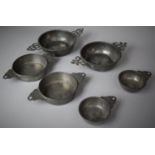 A Set of Four Pewter Porringers, Probably 18th Century Together with Two Early 19th Century Examples