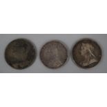 Two Victorian Silver Coins and a Half Crown