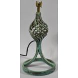 A Wrought Iron Verdigris Patinated Open Twist Table Lamp, Requires New Fitting, 36cm high
