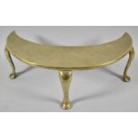 A 19th Century Cast Brass Crescent Shaped Fire Front on Three Cabriole Supports, 42cm wide