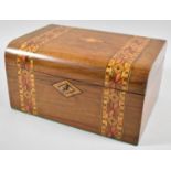 A Late 19th Century Banded Inlay Dome Top Work Box, Missing Inner Tray, 27.5cm wide