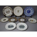 A Collection of Various Plates to include Two Coalport Gilt and Blue Bamboo and Swallow Pattern