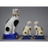 A Collection of Reproduction Stafford Cat Figures, to Include Royal Standard, 18cm high