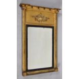 A 19th Century Gilt Framed Pier Mirror with Moulded Top Panel, 45cm wide and 72cm high