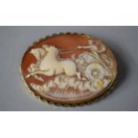 A Victorian 9ct Gold Mounted Shell Cameo Depicting Titan Riding Chariot Through Waves, 5x3.5cm