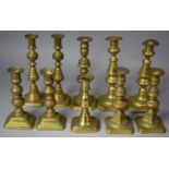 A Collection of Various 18th/19th Century Brass Candlesticks to include Four Pairs and Two Single