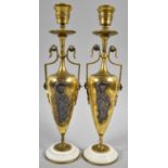 A Pair of French Mixed Metal Two Handled Vases, the Bodies Decorated with Classical Figures