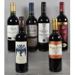 A Collection of Six Bottles of Red Wine to Include Rioja, Albarrada, Bordeaux etc