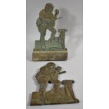 A Pair of Cast Metal Door Stops/Fireside Ornaments in the Form of Gent with Violin, One Mounted on