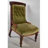 A Late Victorian Button Upholstered Walnut Framed Ladies Nursing Chair