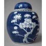 A Chinese Blue and White Prunus Pattern Ginger Jar, 20th Century, Double Circle Mark For Kangxi to