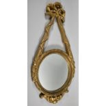 A Mid 20th Century Gilt Framed Circular Wall Mirror with Ribbon and Swag Decoration, 60cm high