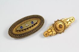 An Edwardian 14ct Gold Diamond and Sapphire Bar Brooch