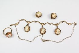 A 9ct Yellow Gold Cameo Suite