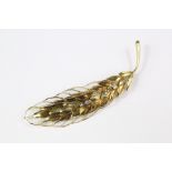 An Italian 18ct Yellow Gold and Diamond Leaf Brooch