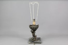 After Charles Perron Pewter Lamp Stand